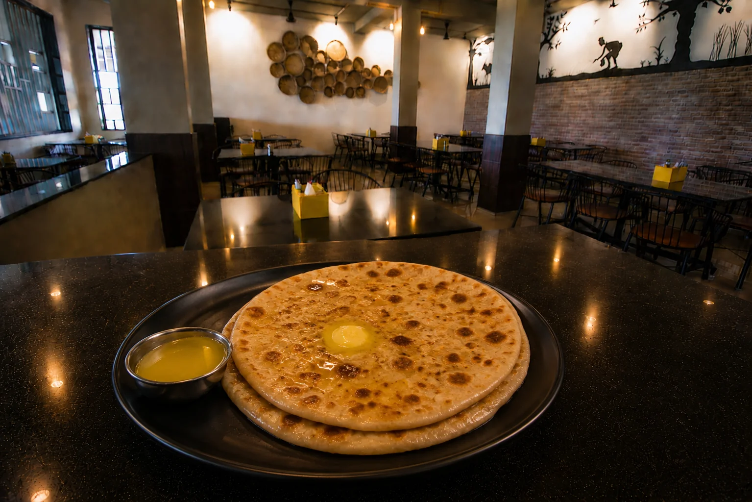 Puran Poli with Ghee - Veg dish at The Farmer's Kitchen Shirwal